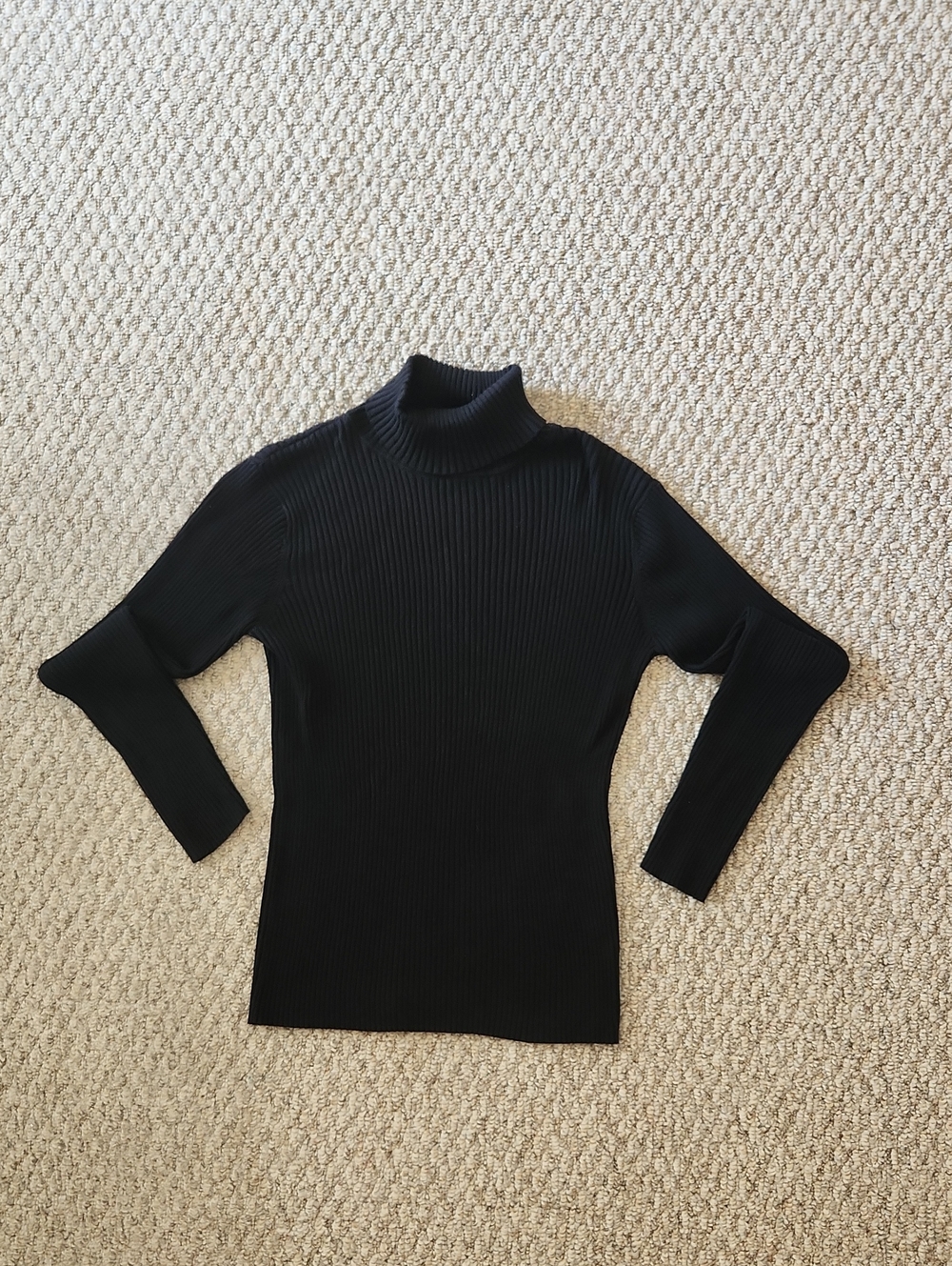 Newport News Black Ribbed Turtleneck Heritage Sweater